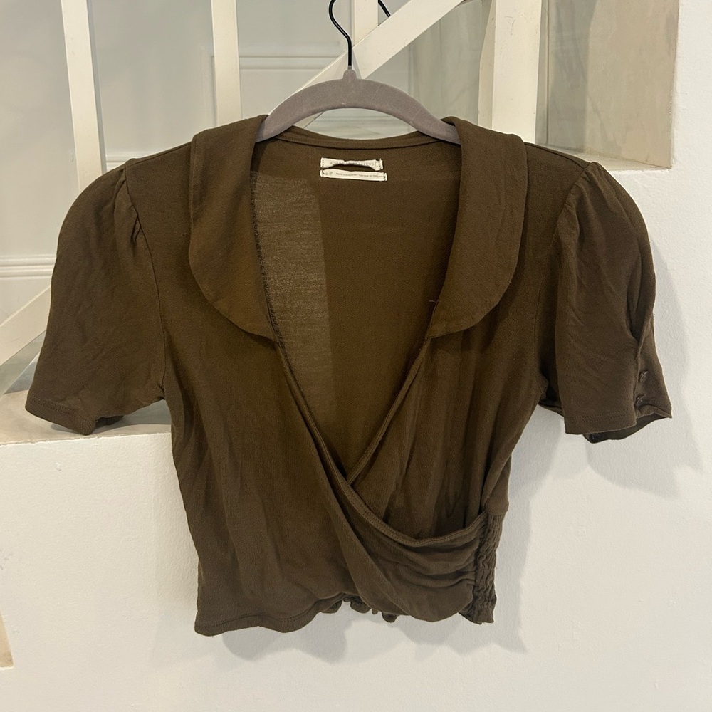 Urban Outfitters Green/Brown Wrap Top